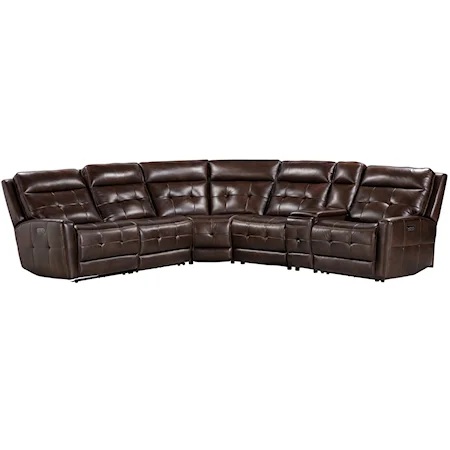 Transitional 6-Piece Power Reclining Sectional Sofa with Built-in USB Ports