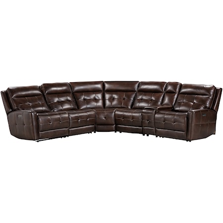 Transitional 6-Piece Power Reclining Sectional Sofa with Built-in USB Ports