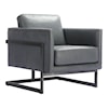 Moe's Home Collection Luxley Luxley Club Chair Lava Grey Leather