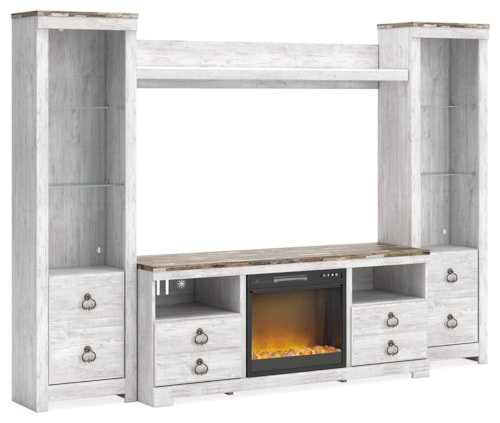 4-Piece Entertainment Center With Electric Fireplace