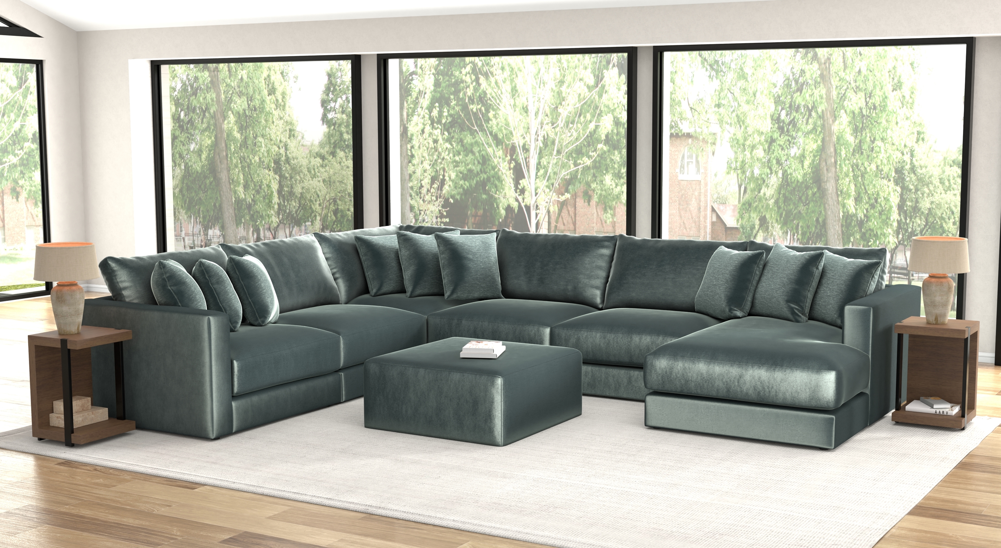 Jackson Furniture Remington 5-Piece Sectional Sofa with Cocktail Ottoman