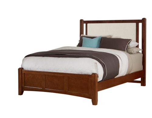 Transitional California King Upholstered Bed with Panel Footboard