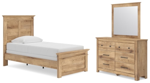 Twin Panel Bed, Dresser And Mirror