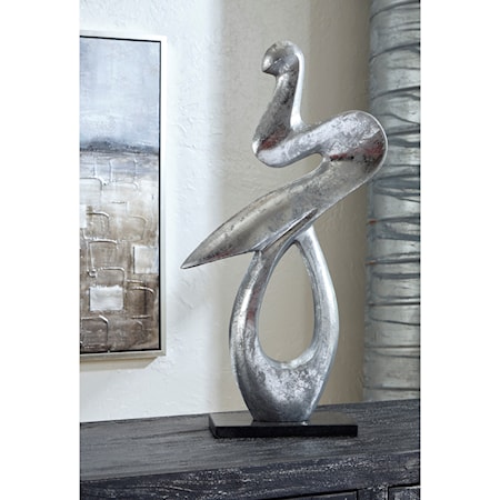 Devri Silver Finish/Black Sculpture