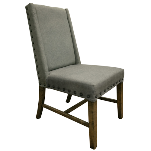 Rustic Upholstered Side Dining Chair with Nailhead Trim