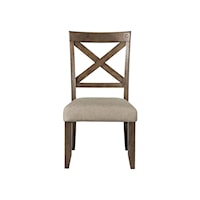 Rustic Farmhouse 2-Count Upholstered Dining Side Chair with X-Back