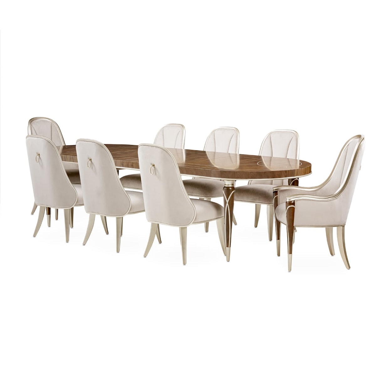 Michael Amini Villa Cherie 4 Leg Oval Dining Table