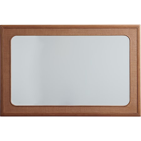 Wood Framed Raffia Mirror