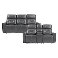 Casual 2-Piece Power Reclining Living Room Set with Cupholders
