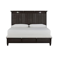 Modern Farmhouse Queen Lighted Panel Bed with Bench