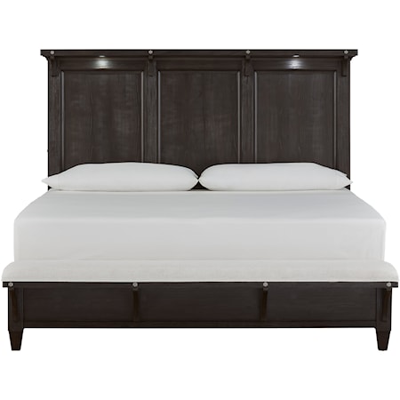 Queen Lighted Panel Bed with Bench