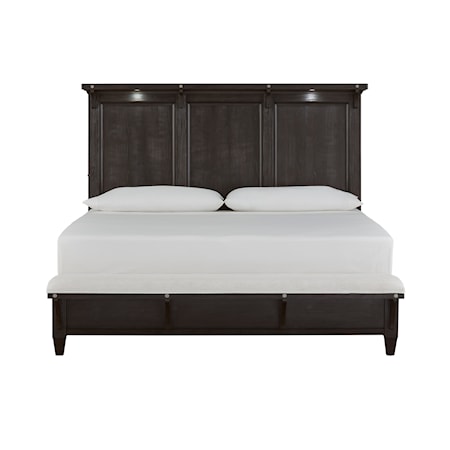 Queen Lighted Panel Bed with Bench