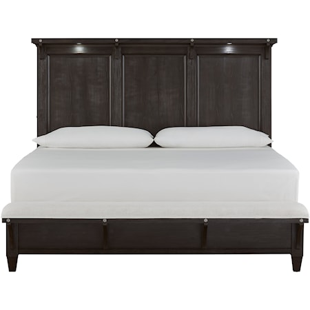 King Lighted Panel Bed with Bench