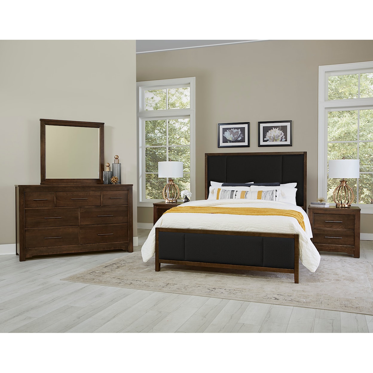 Artisan & Post Crafted Cherry Queen Upholstered Panel Bed