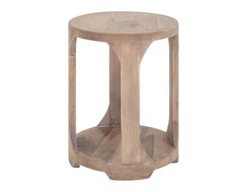Modern Rustic Round Chairside Table with Open Storage Area