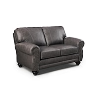 Traditional Leather Loveseat with Nailhead Trim