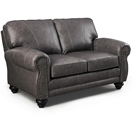 Leather Loveseat with Nailhead Trim