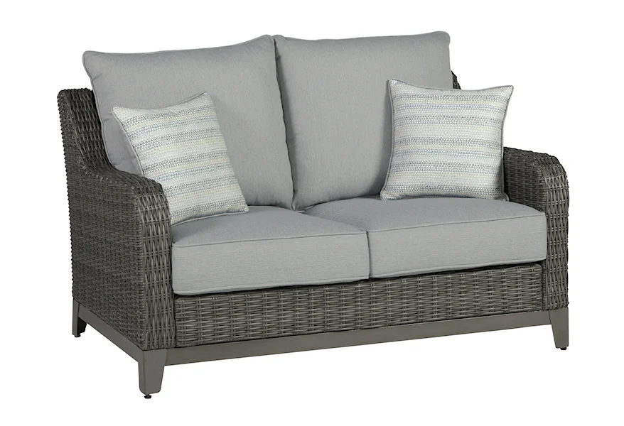 Elite Park Outdoor Loveseat with Cushion by Signature Design by Ashley at Esprit Decor Home Furnishings