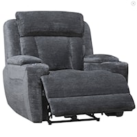 Casual Lucky Charcoal Power Recliner with Power Headrest and USB port