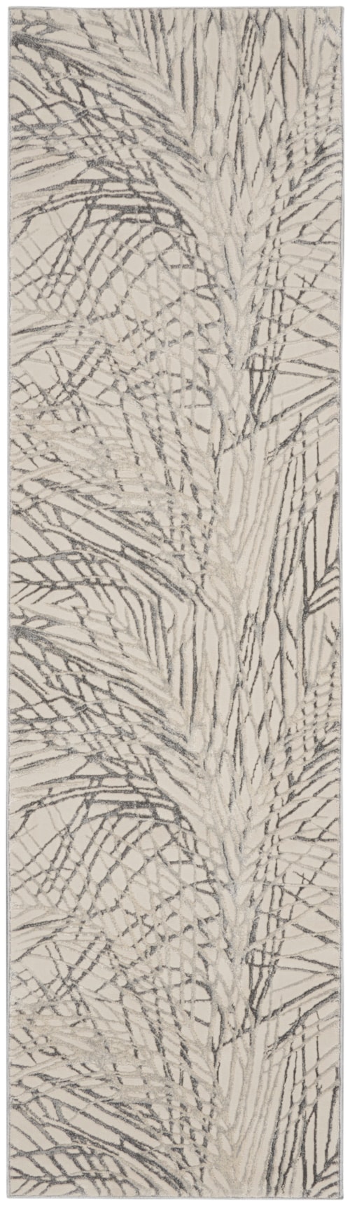 2'2" x 7'6" Ivory/Grey Runner Rug