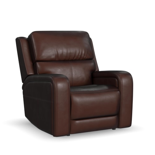Casual Power Recliner with Power Headrest, Lumbar, Heat, & Massage