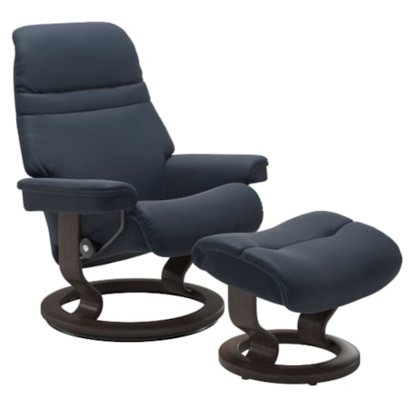 Medium Chair & Ottoman with Classic Base