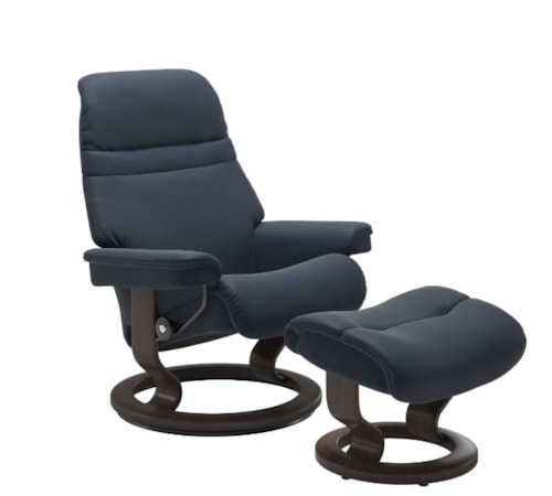 Medium Reclining Chair & Ottoman with Classic Base