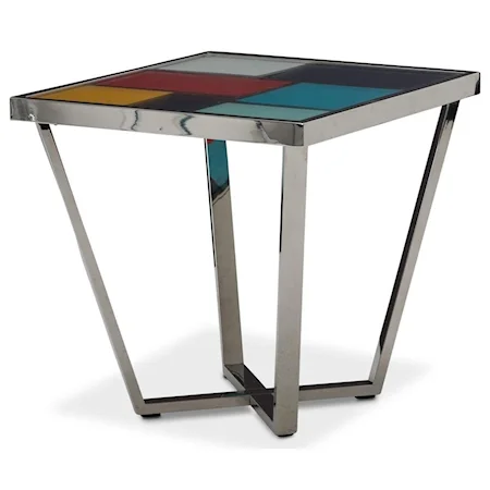 Contemporary Square End Table with X Base