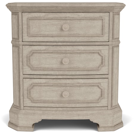Transitional 3-Drawer Nightstand with Dual USB Ports
