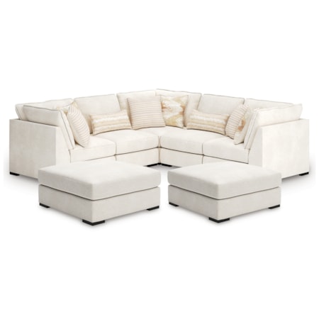 5-Piece Sectional And 2 Oversized Ottomans