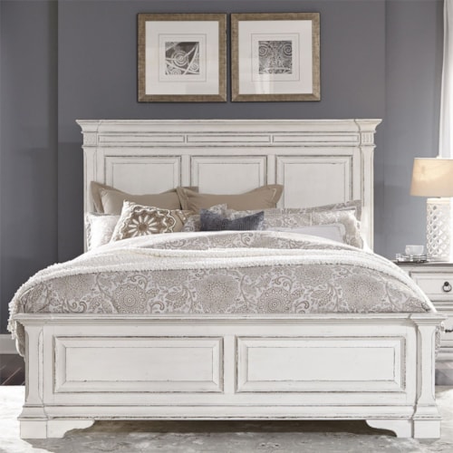 Traditional King Panel Bed with Heavy Crown Molding