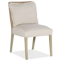 Coastal Woven Back Side Chair with Upholstered Seat