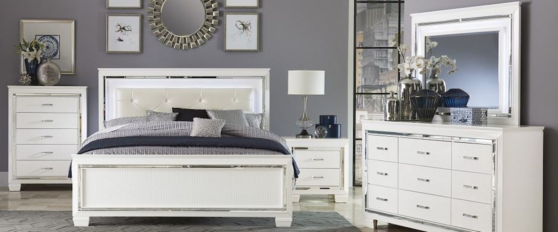 Glam 5-Piece Queen Bedroom Group