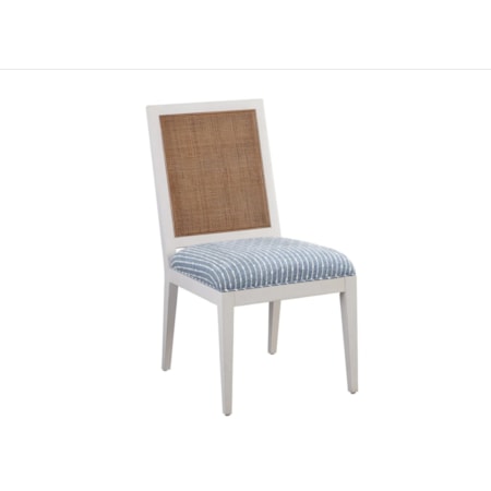Upholstered Side Chair with Wicker Seat Back