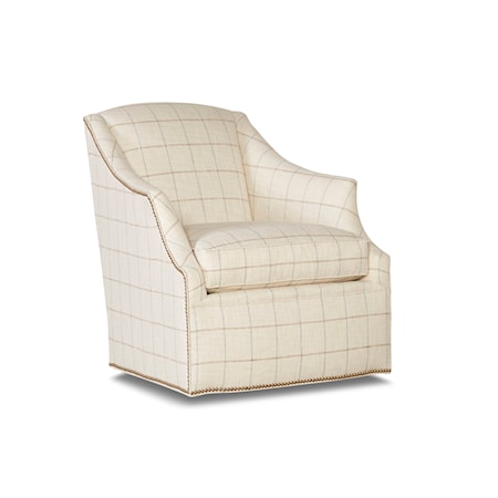 Transitional Swivel Glider Chair with Scoop Arms