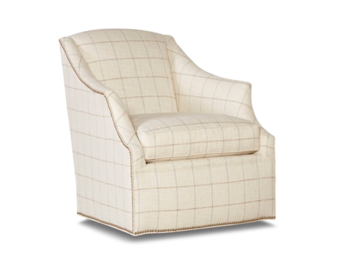 Transitional Swivel Glider Chair with Scoop Arms