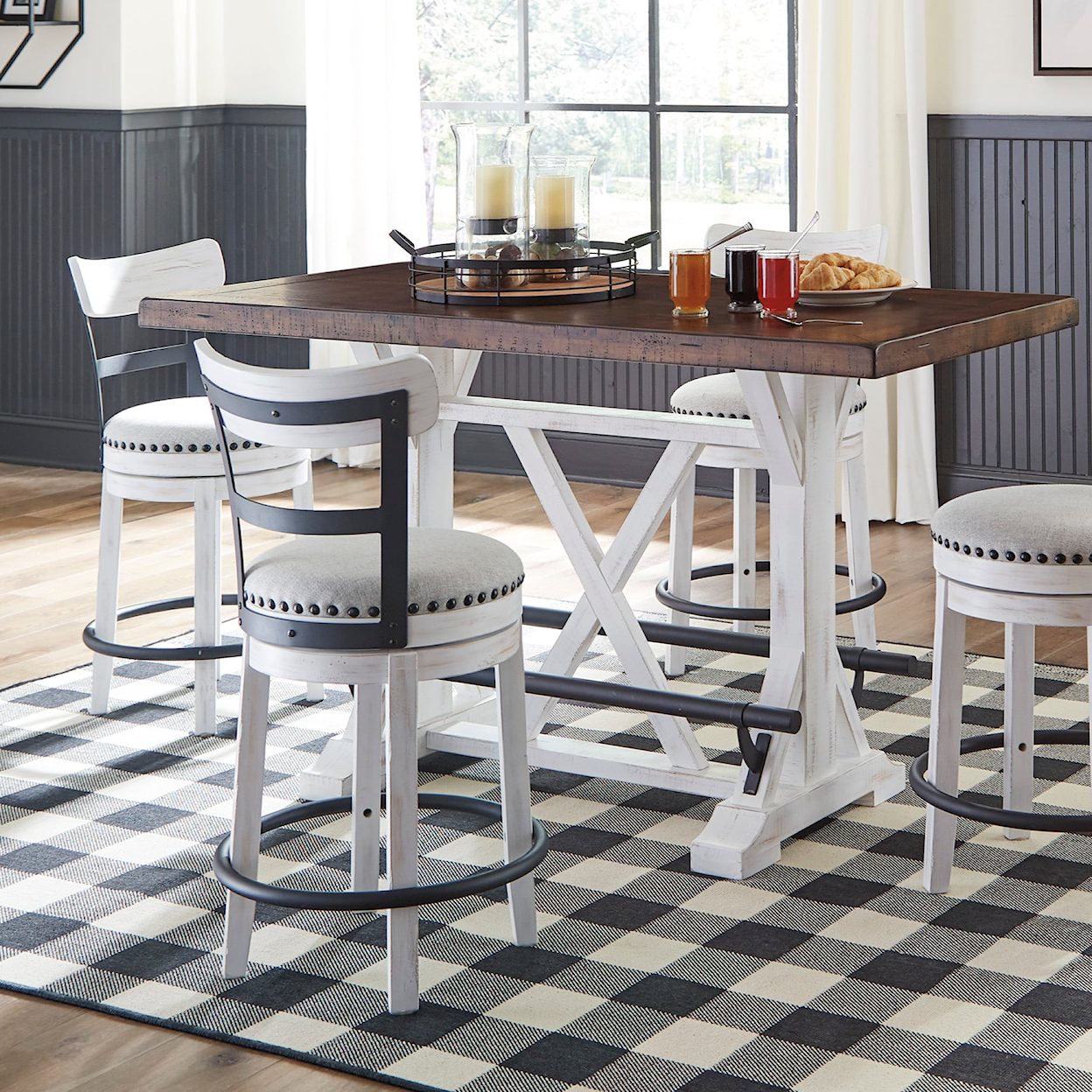 Signature Design by Ashley Valebeck Counter Height Dining Table and 2 Barstools