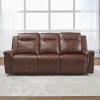 Casual Leather Power Reclining Sofa with Pillow Arms