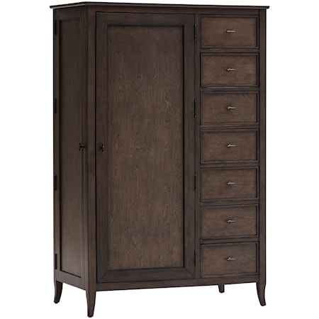 Transitional 7-Drawer Bedroom Chest with a Gentlemen's Door