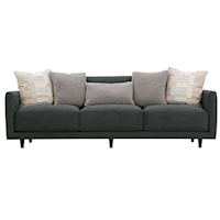 Contemporary 3-Cushion Sofa with Throw Pillows