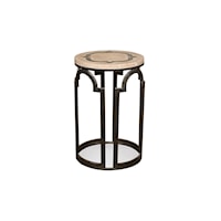 Contemporary Rustic Round Chairside Table with Reclaimed Wood Top