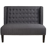 Transitional Tufted Nailhead Trim Entryway Bench in Anthracite Grey