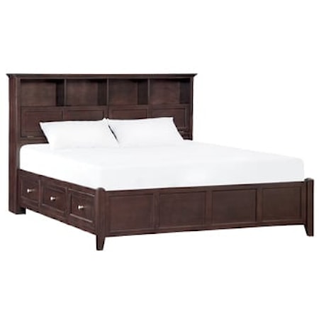 Transitional California King Bookcase Storage Bed