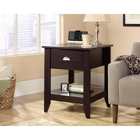Transitional One-Drawer Side Table with Lower Shelf Storage