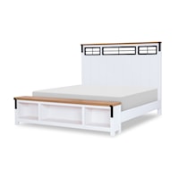 Rustic Farmhouse Queen Panel Bed with Footboard Storage