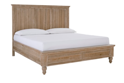 Transitional Queen Panel Bed with Headboard USB Charging Ports