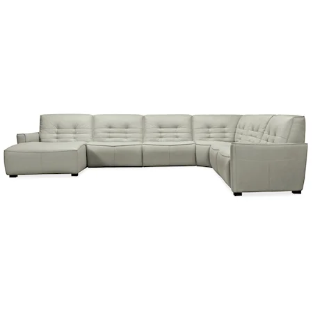 Contemporary 6-Piece Left-Facing Chaise Sectional with Tufting