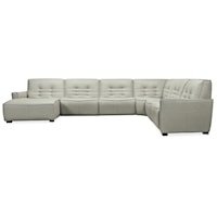 Contemporary 6-Piece Power Reclining Left-Facing Chaise Sectional Sofa with Tufting