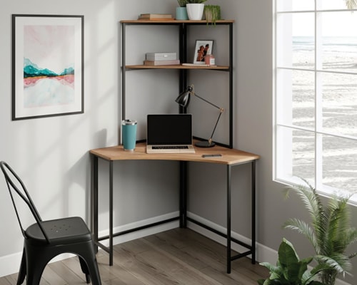 Industrial Corner Desk with Hutch