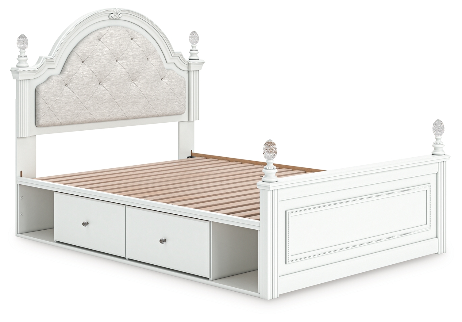 Full Upholstered Panel Storage Bed